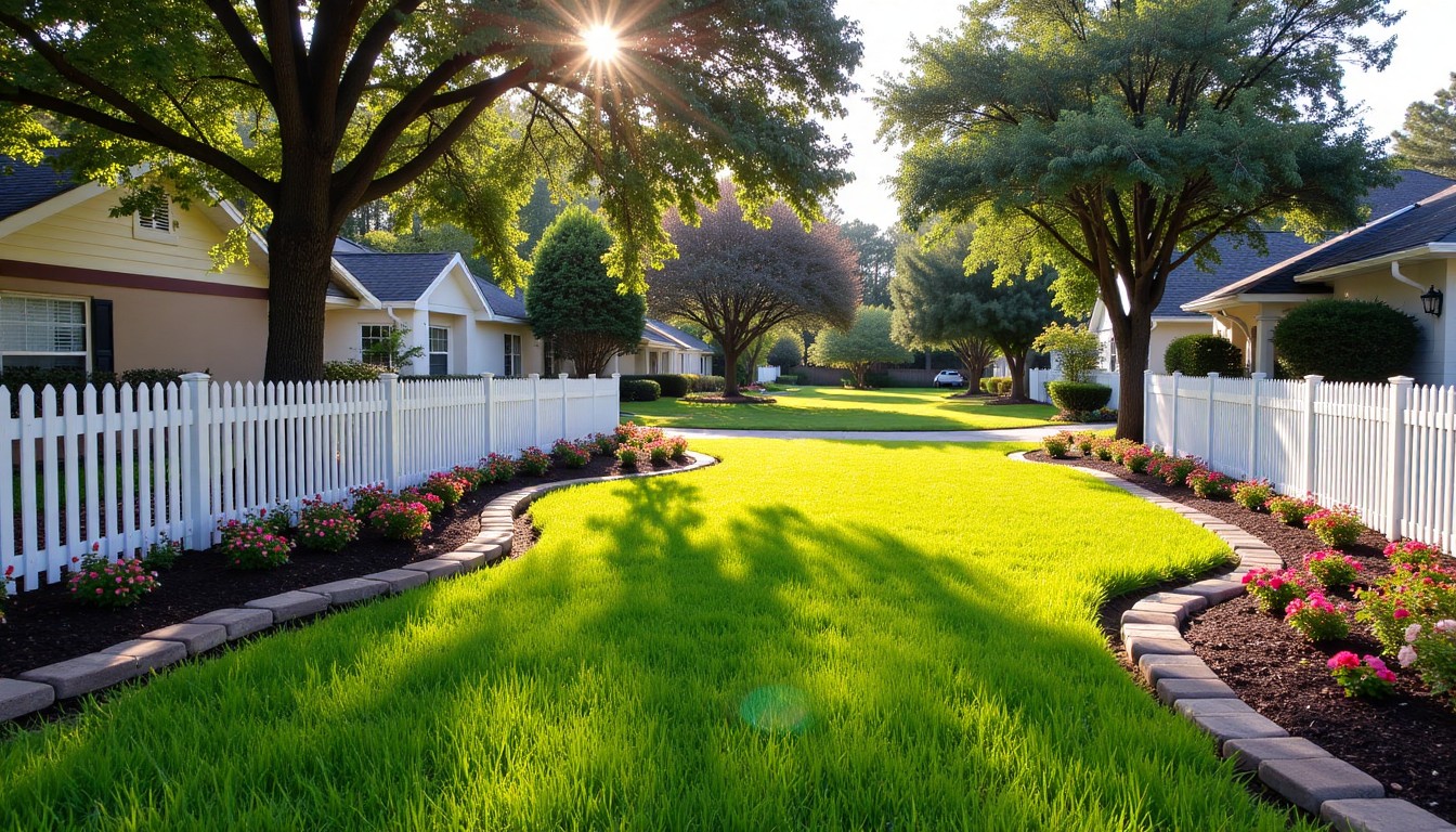 Neatly edged lawn and clean landscape beds at a home in DeBary Florida