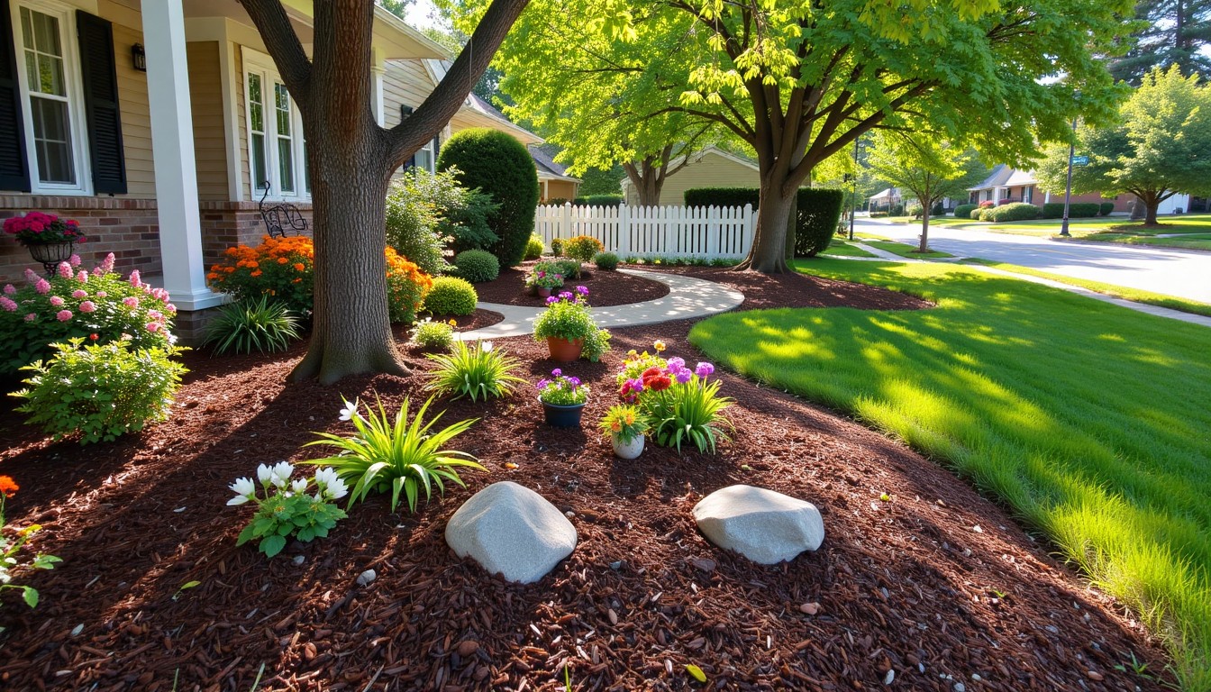 Mulch refresh in front yard beds improving curb appeal